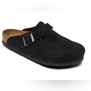 Birkenstock Betula  Boston Soft Footbed Clog in Black Suede